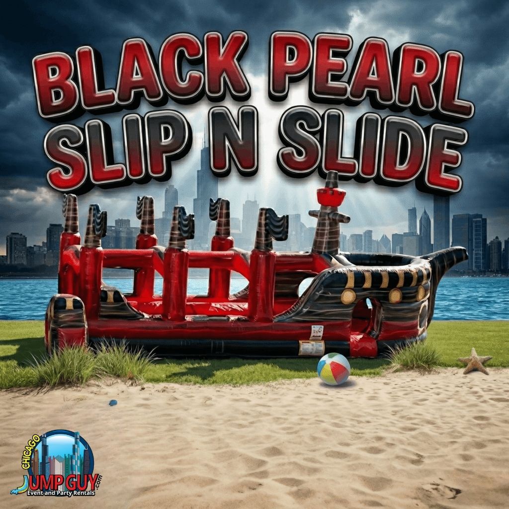 Black Pearl Slip-n-Slide pirate themed water rental for Downers Grove IL summer events near Dunham Park