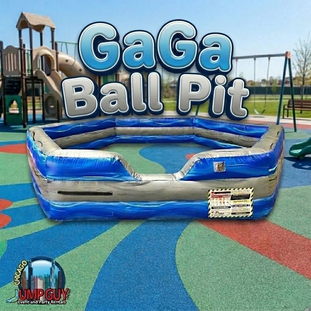 GaGa Ball Pit inflatable multi-player arena rental for Downers Grove IL District 58 school field days at O'Neill Middle School and Downers Grove South