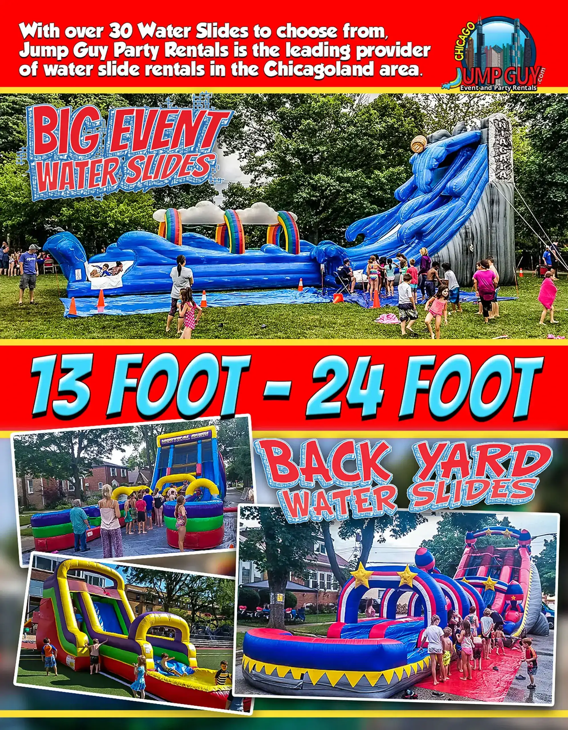 Water Slide 13ft 24ft Backyard rental in Downers Grove, IL (60515/60516) by Jump Guy Party Rentals